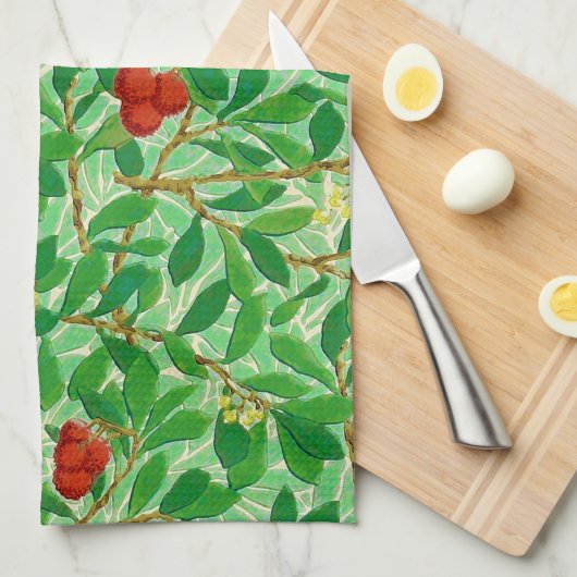 William Morris Lychee Tree Pattern, Light Green Theedoek (Quarter Fold)