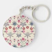 William Morris Madeliefjes Bloemmotief Rood Oranje Sleutelhanger (Achterkant)