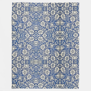 William Morris Mallow Bloemen Bloemen Bloemen Blau Fleece Deken