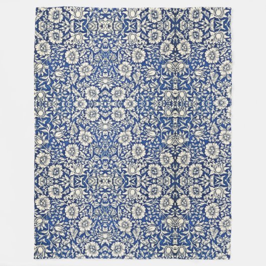 William Morris Mallow Bloemen Bloemen Bloemen Blau Fleece Deken (Voorkant)