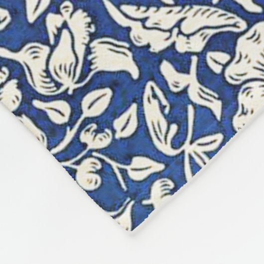 William Morris Mallow Bloemen Bloemen Bloemen Blau Fleece Deken (Hoek)