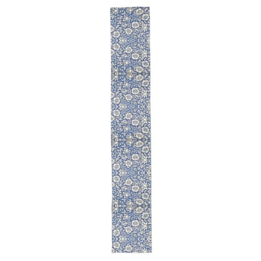 William Morris Mallow Bloemen Bloemen Bloemen Blau Lange Tafelloper (Voorkant)