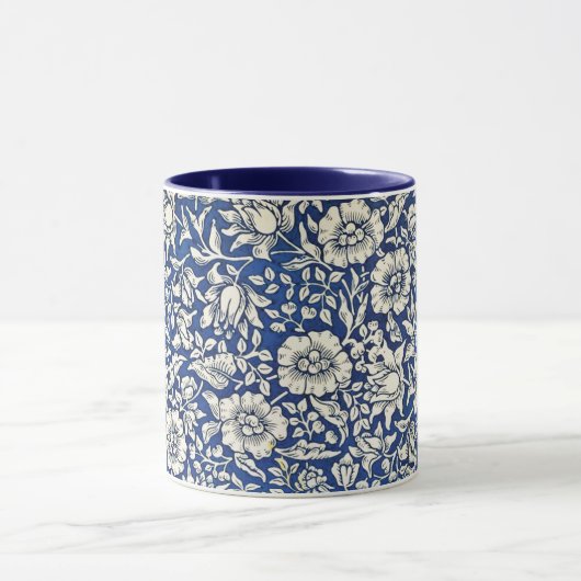 William Morris Mallow Bloemen Bloemen Bloemen Blau Mok (Midden)