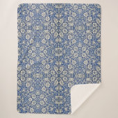 William Morris Mallow Bloemen Bloemen Bloemen Blau Sherpa Deken (Voorkant)