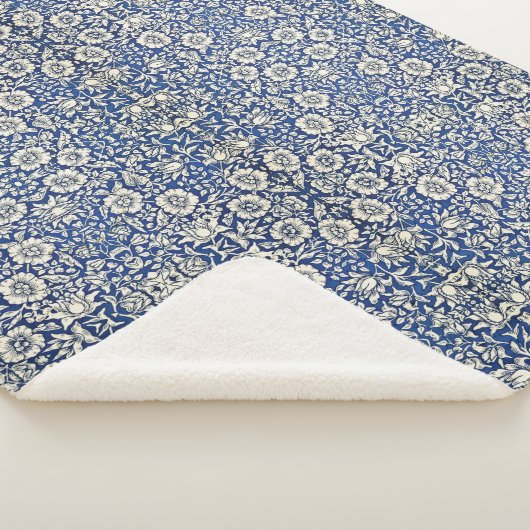 William Morris Mallow Bloemen Bloemen Bloemen Blau Sherpa Deken (3/4)