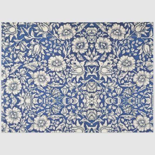 William Morris Mallow Bloemen Bloemen Bloemen Blau Tissuepapier (Voorkant)