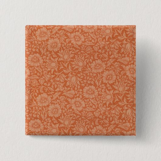 William Morris Mallow Bloemig Behangontwerp Vierkante Button 5,1 Cm (Voorkant)