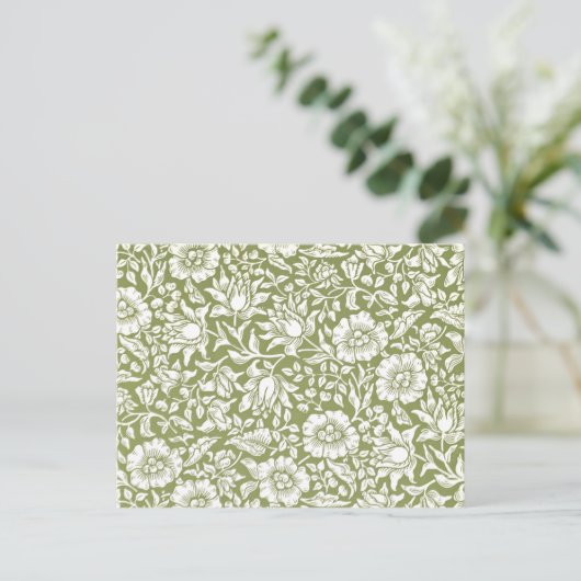 William Morris Mallow Green Pattern Briefkaart (Staand voorkant)