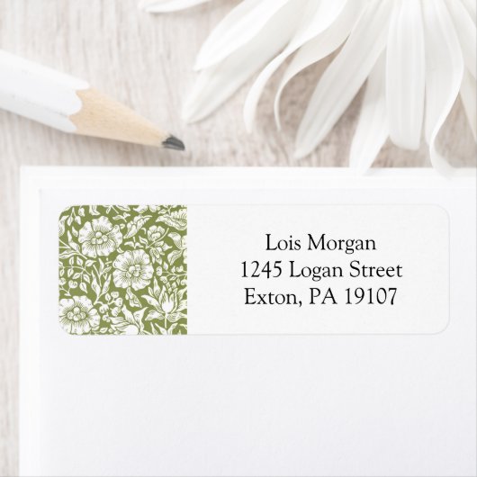 William Morris Mallow Green Pattern Etiket (Insitu)