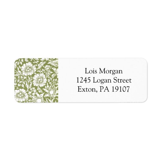 William Morris Mallow Green Pattern Etiket (Voorkant)