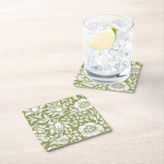 William Morris Mallow Green Pattern Kartonnen Onderzetters (Insitu)