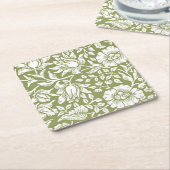 William Morris Mallow Green Pattern Kartonnen Onderzetters (Schuin)