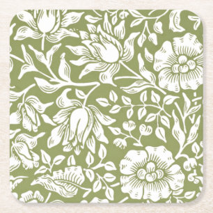 William Morris Mallow Green Pattern Kartonnen Onderzetters