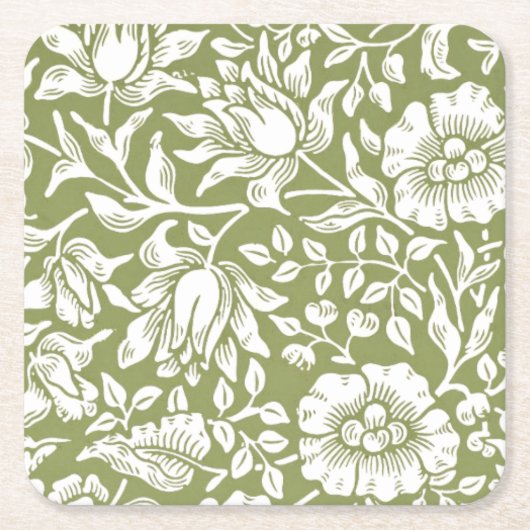 William Morris Mallow Green Pattern Kartonnen Onderzetters (Voorkant)