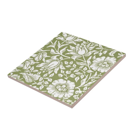 William Morris Mallow Green Pattern Tegeltje (Zijkant)