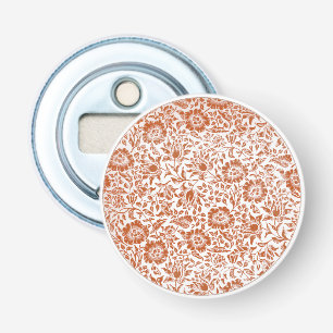 William Morris Mallow Patroon: Terracotta Bloemen Button Flesopener