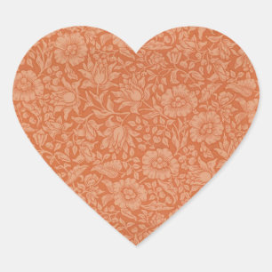 William Morris Mallow Patroon: Terracotta Bloemen Hart Sticker