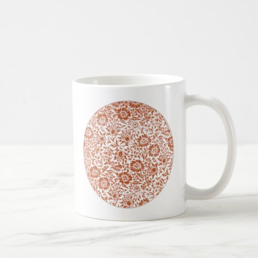 William Morris Mallow Patroon: Terracotta Bloemen Koffiemok (Rechts)