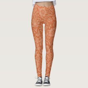 William Morris Mallow Patroon: Terracotta Bloemen Leggings