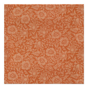 William Morris Mallow Patroon: Terracotta Bloemen Perfect Poster