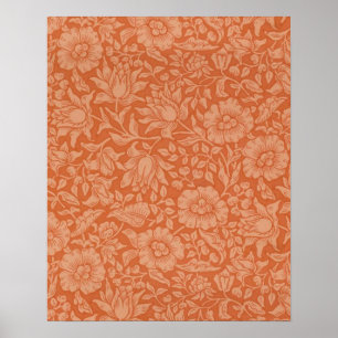 William Morris Mallow Patroon: Terracotta Bloemen Poster