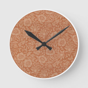 William Morris Mallow Patroon: Terracotta Bloemen Ronde Klok