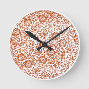 William Morris Mallow Patroon: Terracotta Bloemen Ronde Klok