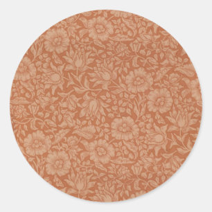 William Morris Mallow Patroon: Terracotta Bloemen Ronde Sticker