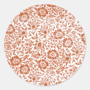 William Morris Mallow Patroon: Terracotta Bloemen Ronde Sticker