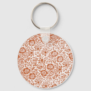 William Morris Mallow Patroon: Terracotta Bloemen Sleutelhanger