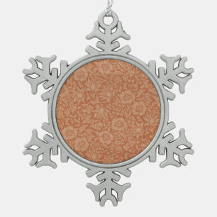 William Morris Mallow Patroon: Terracotta Bloemen Tin Sneeuwvlok Ornament