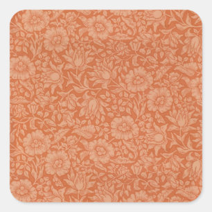 William Morris Mallow Patroon: Terracotta Bloemen Vierkante Sticker