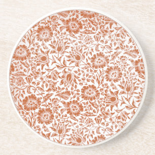 William Morris Mallow Patroon: Terracotta Bloemen Zandsteen Onderzetter