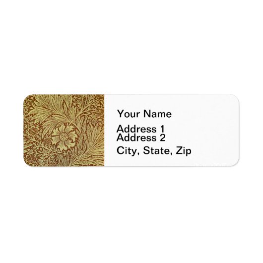 William Morris Marigold Antiek Bloemmotief Etiket (Voorkant)