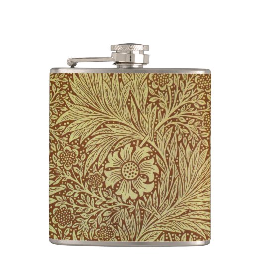 William Morris Marigold Antiek Bloemmotief Heupfles (Voorkant)