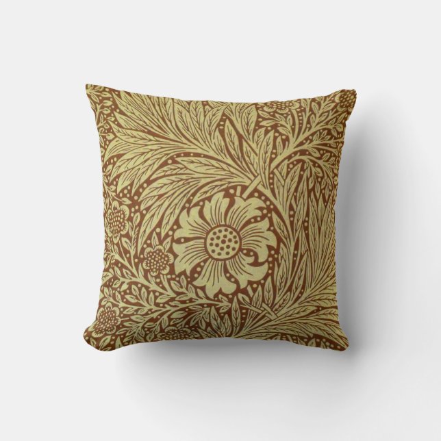 William Morris Marigold Antiek Bloempatroon Kussen (Voorkant)