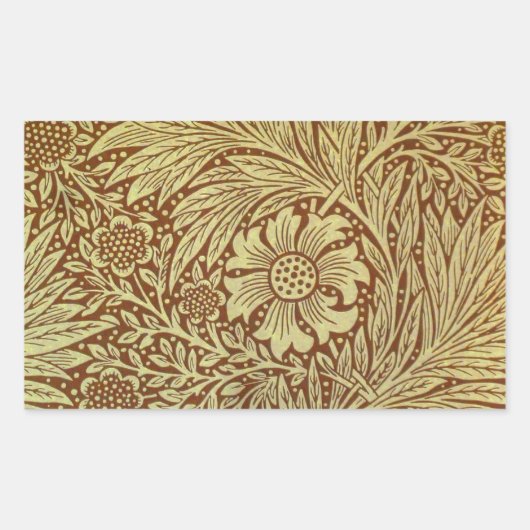 William Morris Marigold Antiek Bloempatroon Rechthoekige Sticker (Voorkant)