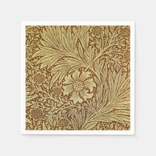 William Morris Marigold Antiek Bloempatroon Servetten (Voorkant)