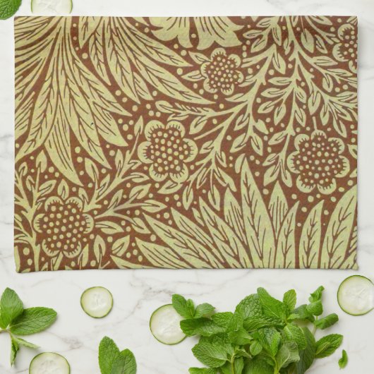 William Morris Marigold Antiek Bloempatroon Theedoek (Gevouwen)