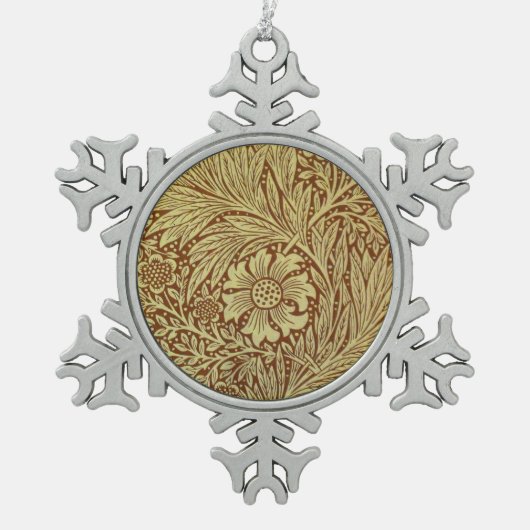 William Morris Marigold Antiek Bloempatroon Tin Sneeuwvlok Ornament (Voorkant)