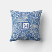 William Morris Marigold Blauwe Monogram Kussen (Achterkant)