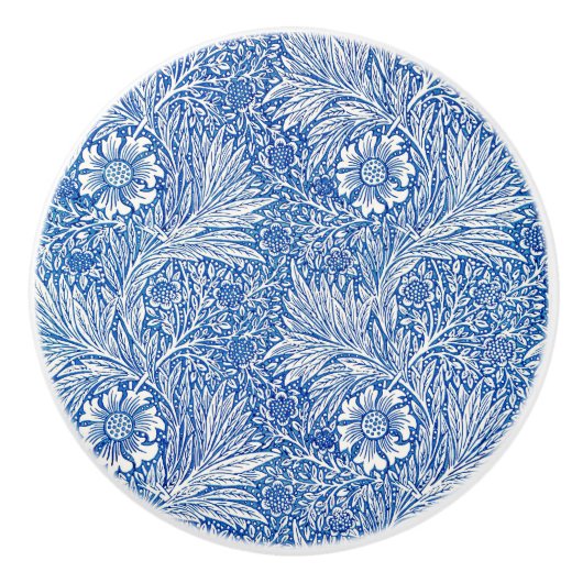 William Morris Marigold Blue Keramische Knop (Voorkant)