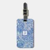 William Morris Marigold Blue Monogram Bagagelabel (Voorkant verticaal)