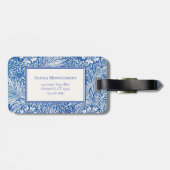 William Morris Marigold Blue Monogram Bagagelabel (Achterkant horizontaal)