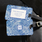 William Morris Marigold Blue Monogram Bagagelabel