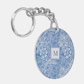 William Morris Marigold Blue Monogram Sleutelhanger (Voorkant Links)