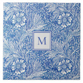 William Morris Marigold Blue Monogram Tegeltje (Voorkant)