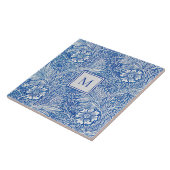 William Morris Marigold Blue Monogram Tegeltje (Zijkant)