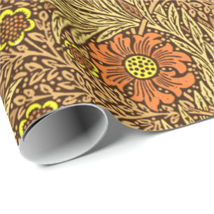 William Morris Marigold, Copper Brown en Sinaasapp Cadeaupapier
