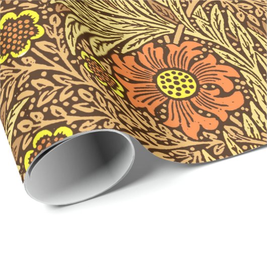 William Morris Marigold, Copper Brown en Sinaasapp Cadeaupapier (Rol Hoek)